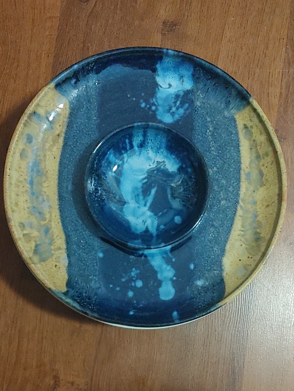 Handcrafted Blue and Tan Decorative Dip Tray